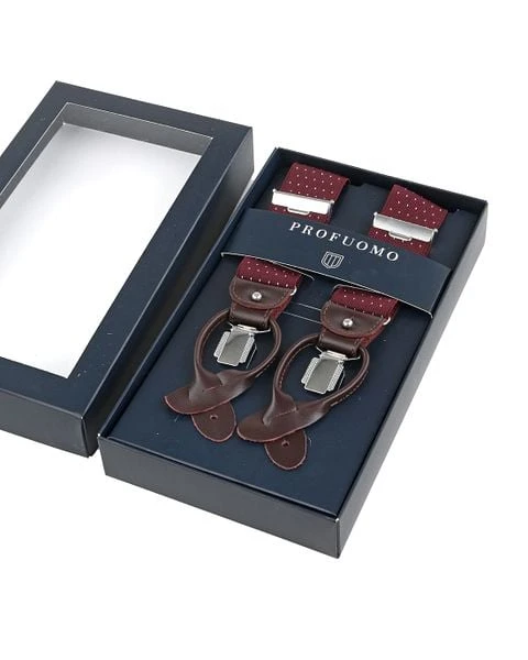 Profuomo Luxe Bretel Bordeaux-Wit - Afbeelding 6