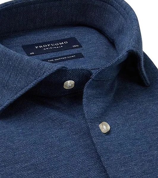 Profuomo Overhemd Knitted Indigoblauw - Afbeelding 2