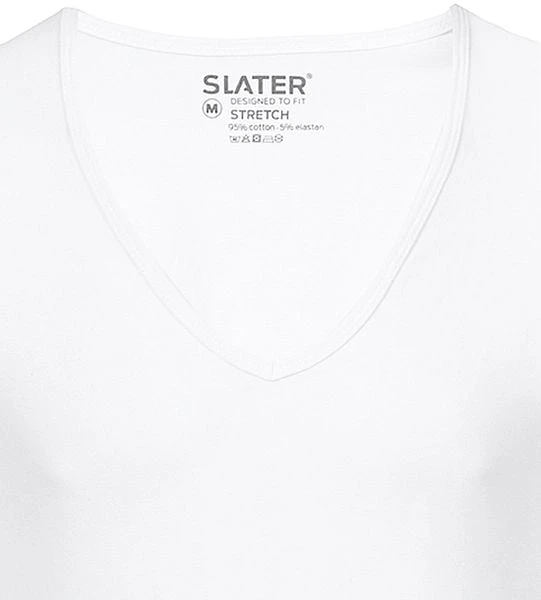 Slater 2-pack Stretch Diepe V-hals T-shirt Wit - Afbeelding 6