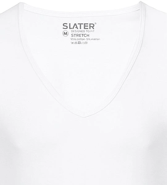 Slater 2-pack Stretch Diepe V-hals T-shirt Wit - Afbeelding 3