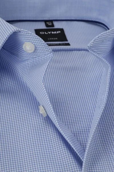 OLYMP Luxor MF Blauw Ruit Overhemd - Afbeelding 6