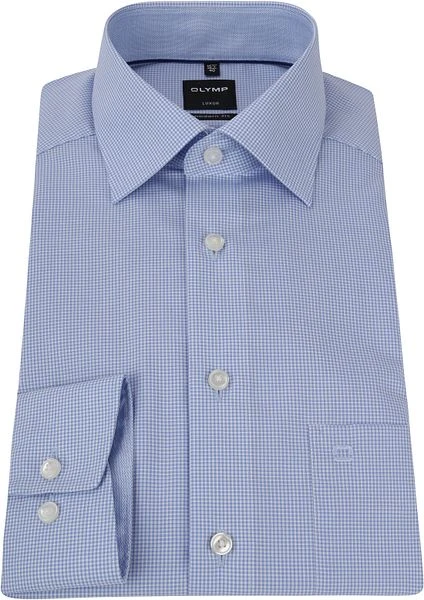 OLYMP Luxor MF Blauw Ruit Overhemd - Afbeelding 3