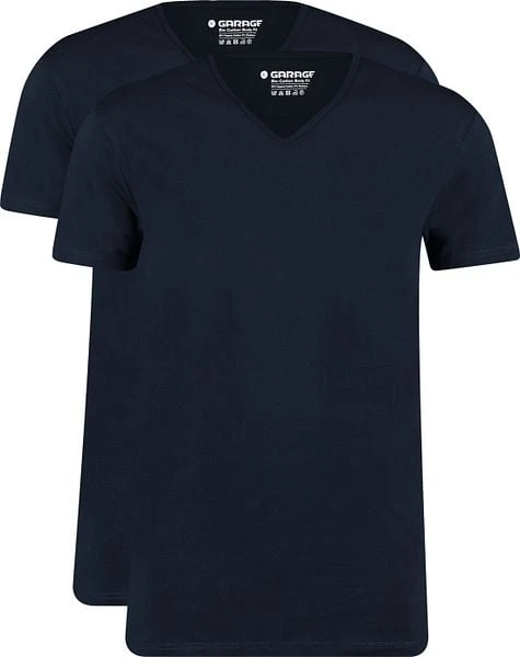 Garage 2-Pack Basic T-shirt Bio V-Neck Donkerblauw - Afbeelding 4