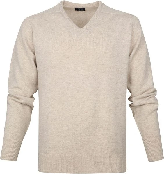 William Lockie V-Hals Lamswol Beige - Afbeelding 5