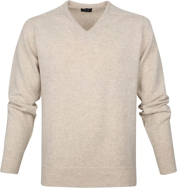 William Lockie V-Hals Lamswol Beige