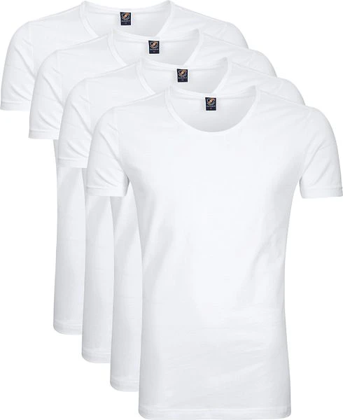 Suitable T-shirt Diepe O-hals Wit Otaru Stretch 4-Pack
