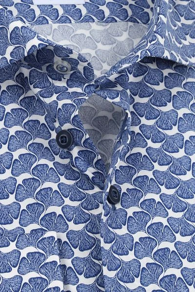 R2 Overhemd Extra Long Sleeve Planten Print Blauw - Afbeelding 2