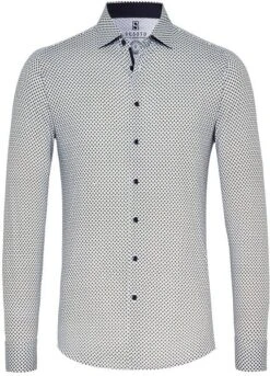 Desoto Overhemd Kent Grafische Print Taupe