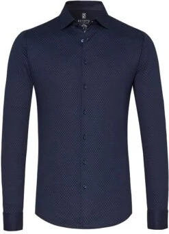 Desoto Overhemd Kent Grafische Print Donkerblauw