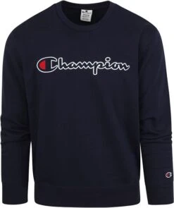 Champion Sweater Script Donkerblauw Logo