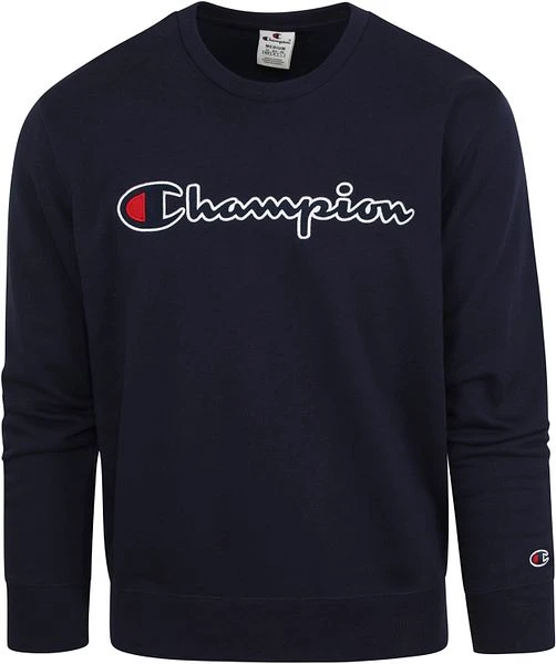 Champion Sweater Script Donkerblauw Logo