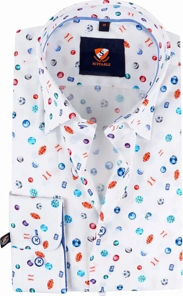 Suitable Twill Overhemd Ballen Wit - Afbeelding 4