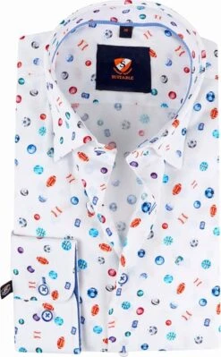Suitable Twill Overhemd Ballen Wit