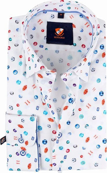 Suitable Twill Overhemd Ballen Wit