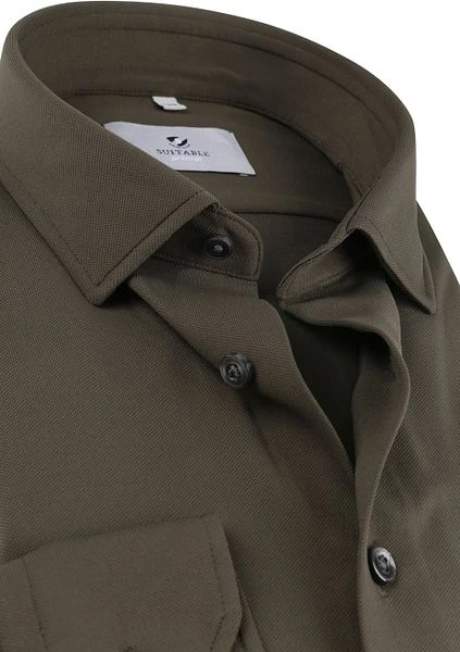 Suitable Overhemd Tech Stretch Donkergroen - Afbeelding 2