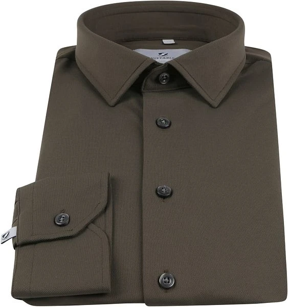 Suitable Overhemd Tech Stretch Donkergroen - Afbeelding 3