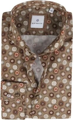 Blue Industry Overhemd Print Camel Bruin