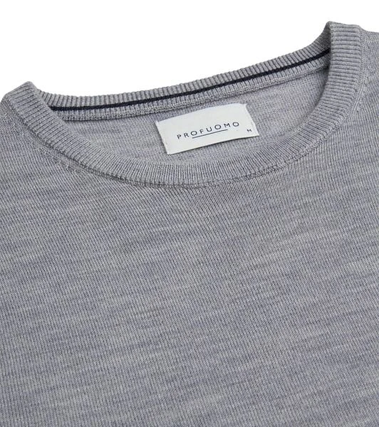 Profuomo Pullover Merinowol Grijs - Afbeelding 4