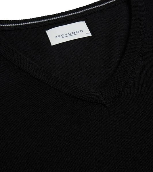 Profuomo Pullover V-Hals Merinowol Zwart - Afbeelding 4