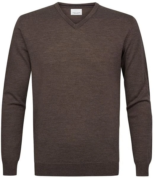 Profuomo Pullover V-Hals Merinowol Taupe - Afbeelding 3
