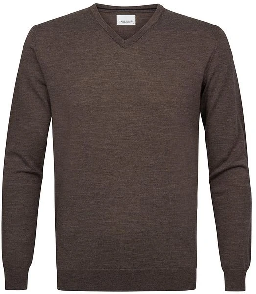 Profuomo Pullover V-Hals Merinowol Taupe