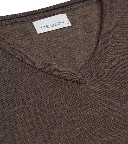 Profuomo Pullover V-Hals Merinowol Taupe - Afbeelding 2