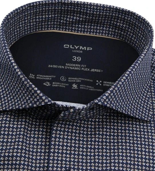 Olymp Luxor Overhemd Figuren Navy - Afbeelding 3