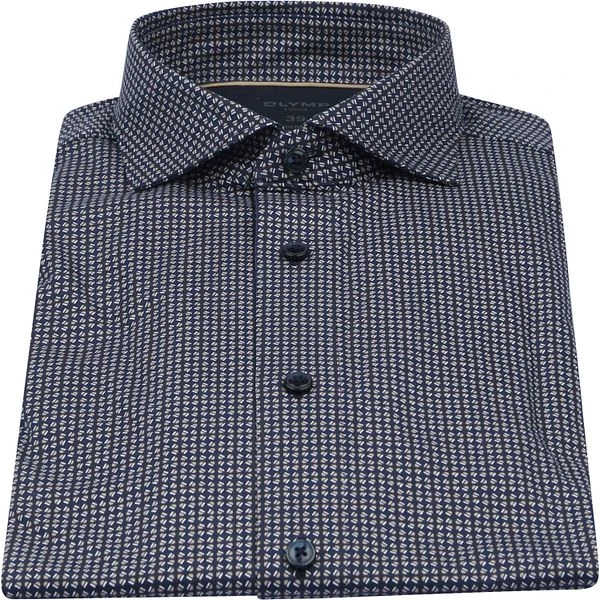 Olymp Luxor Overhemd Figuren Navy - Afbeelding 4
