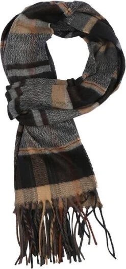 Suitable Heren Sjaal Ruit Bruin Zwart