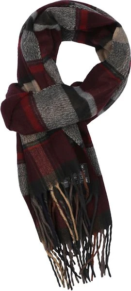 Suitable Heren Sjaal Ruit Bruin Bordeaux