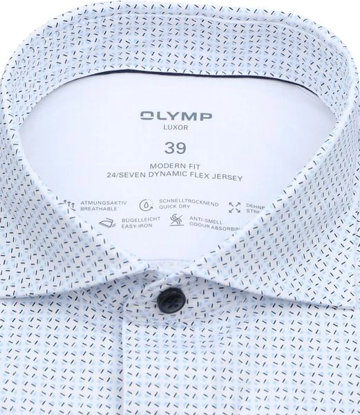 Olymp Luxor Overhemd Figuren Lichtblauw - Afbeelding 3