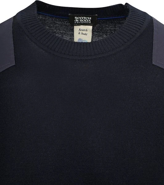 Scotch And Soda Trui Wol Schouderpatch Navy - Afbeelding 2