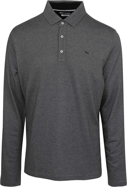 Brax Longsleeve Polo Melange Zwart