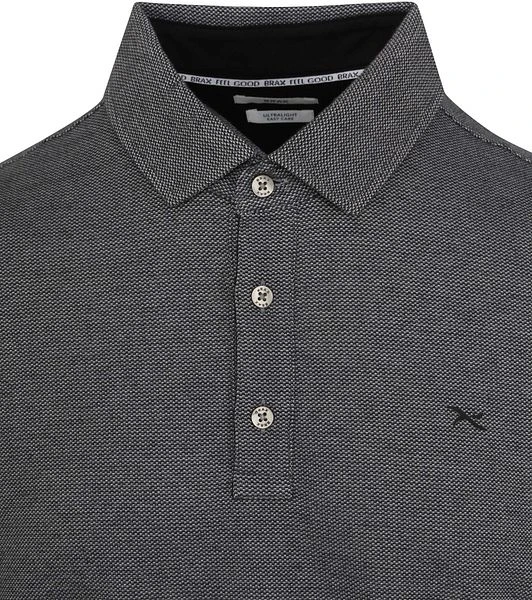 Brax Longsleeve Polo Melange Zwart - Afbeelding 2