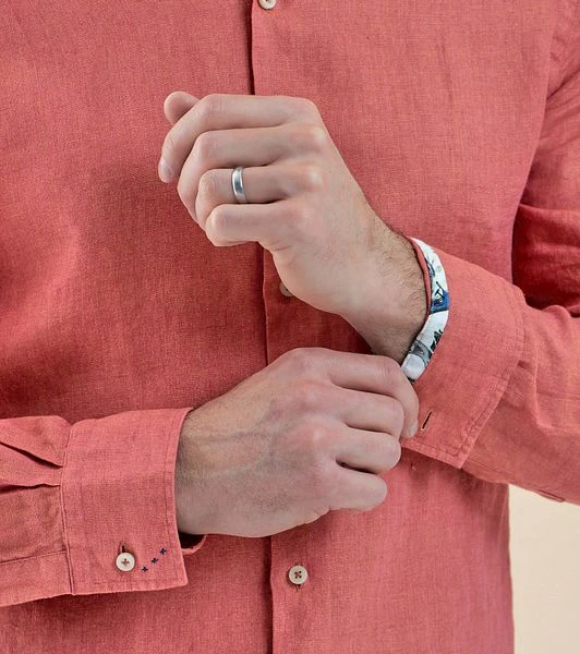 R2 Linnen Overhemd Oranje - Afbeelding 3