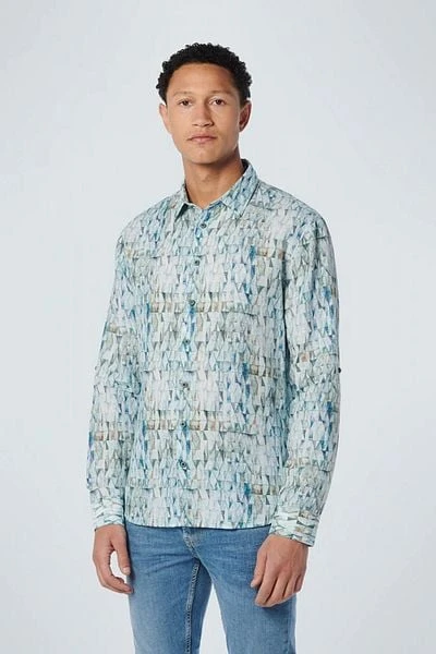 No-Excess No Excess Overhemd Print Aqua Blauw - Afbeelding 6