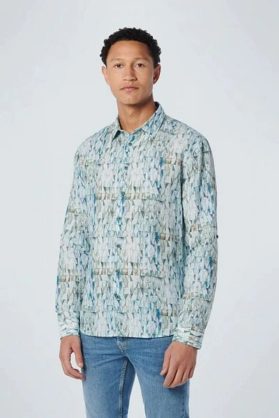 No-Excess No Excess Overhemd Print Aqua Blauw - Afbeelding 2