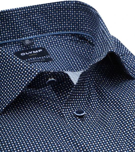 Olymp Luxor Overhemd SL7 Blokjes Donkerblauw - Afbeelding 5