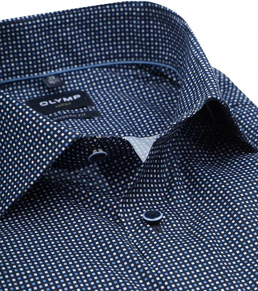 Olymp Luxor Overhemd SL7 Blokjes Donkerblauw - Afbeelding 2