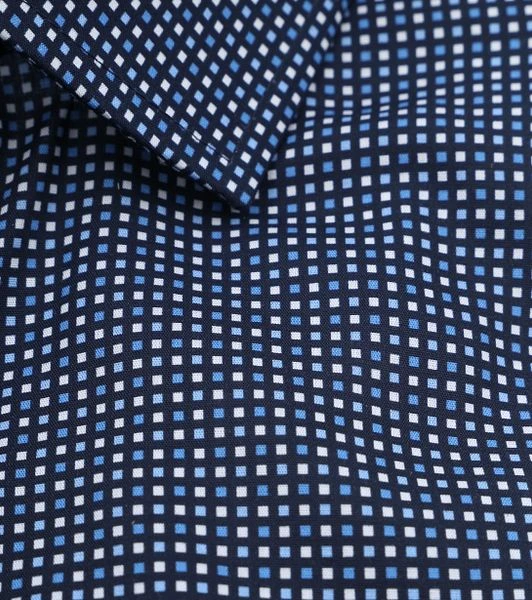 Olymp Luxor Overhemd SL7 Blokjes Donkerblauw - Afbeelding 3