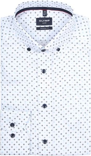 Olymp Luxor Overhemd SL7 Print Wit