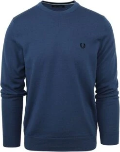 Fred Perry Trui Wol Mix Logo Blauw