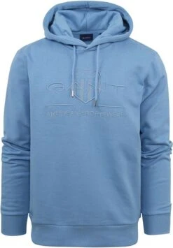 Gant Hoodie Tonal Shield Lichtblauw