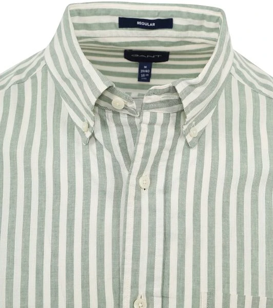 Gant Casual Overhemd Streep Linnen Groen - Afbeelding 2