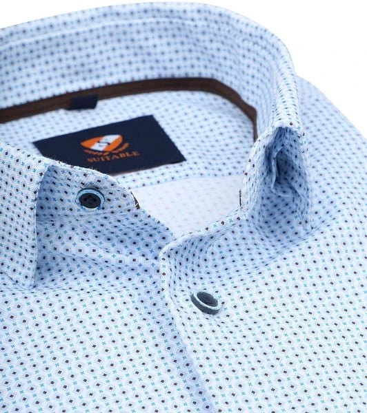 Suitable Overhemd Print Lichtblauw - Afbeelding 5