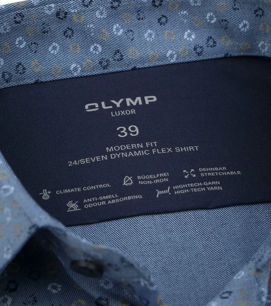 Olymp Luxor Shortsleeve Overhemd Figuren Blauw - Afbeelding 3
