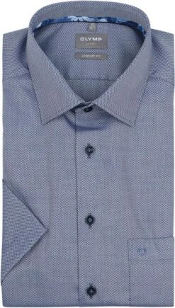 OLYMP Short Sleeve Overhemd Luxor Melange Blauw