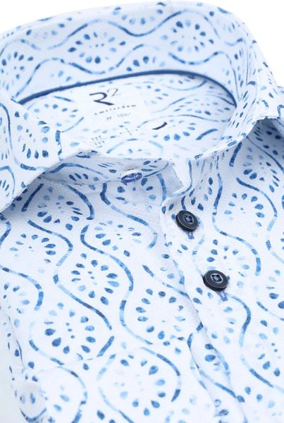 R2 Overhemd Print Lichtblauw - Afbeelding 2