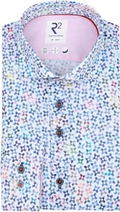 R2 Overhemd Print Blauw