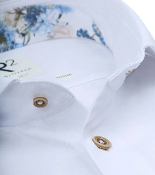 R2 Knitted Piqué Overhemd Wit - Afbeelding 2